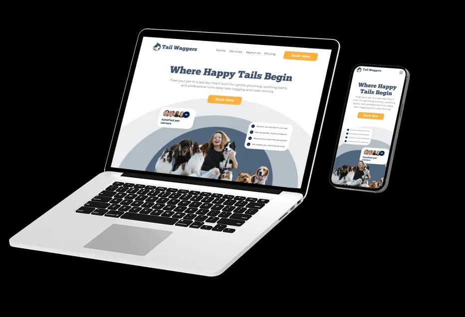 A laptop and mobile mockup displaying a Pet Shop website.